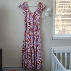 NWT Knox Rose Boho Maxi Dress – Floral Tiered Lavender & Rust – Size Small
